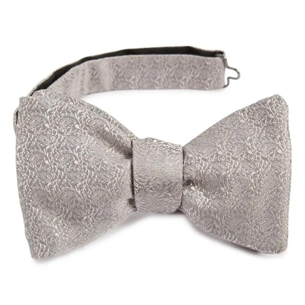 Eton Silk Jacquard Ready Tie Bow Tie in Box - Silver Grey